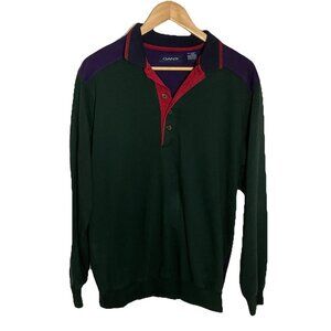 90s Gant Polo Shirt Mens M Rugby Shirt Colourblock Green Long Sleeve Preppy